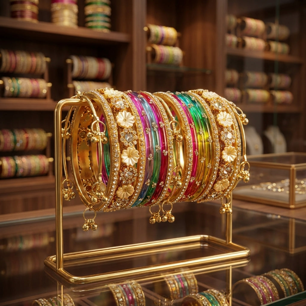 Premium Multicolor Zarkan Bangle Set