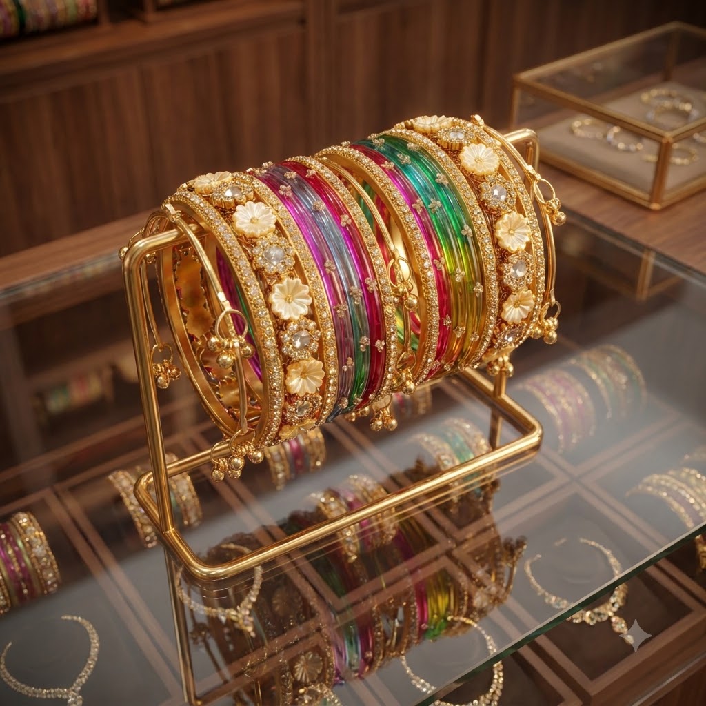 Premium Multicolor Zarkan Bangle Set