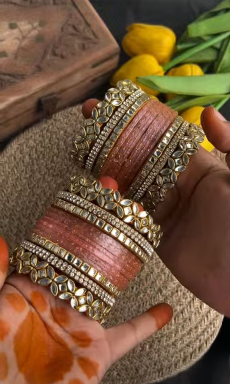 Rose Gold Jelly Bangles Set