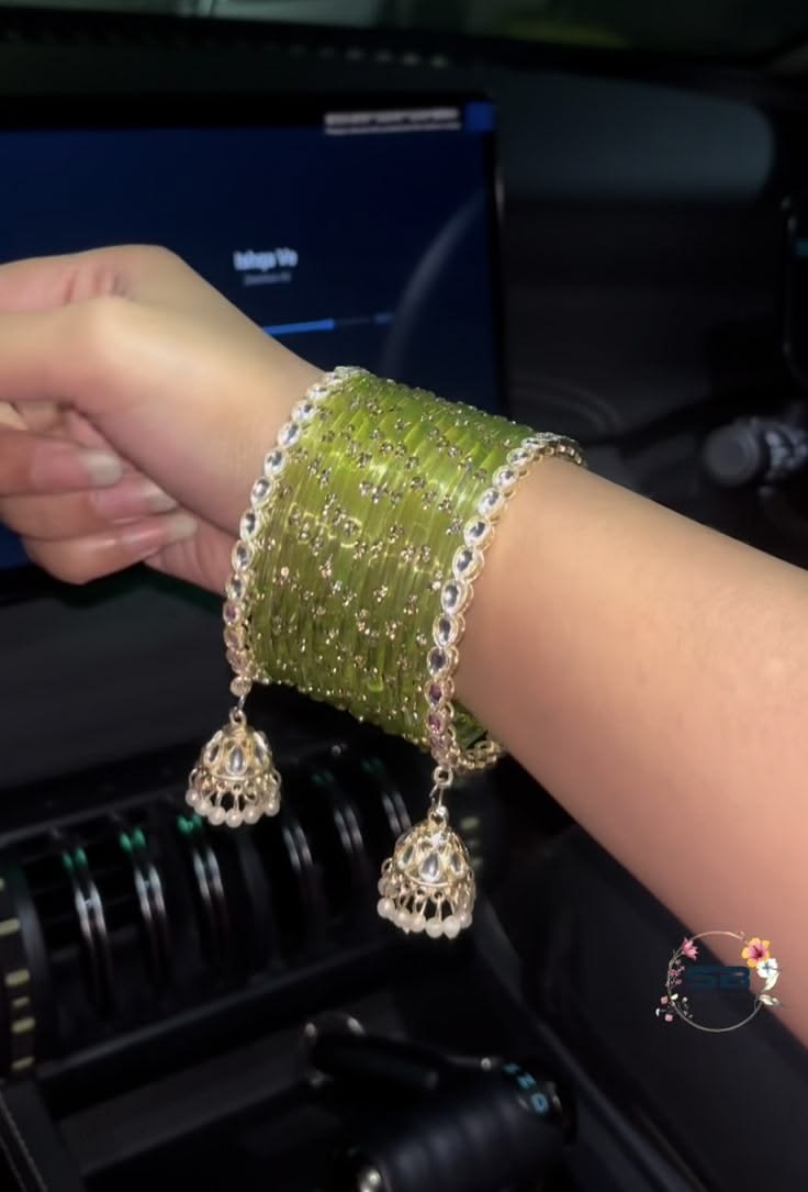 Shimmering Latkan Jelly Bangles Set