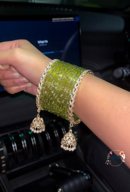 Shimmering Latkan Jelly Bangles Set